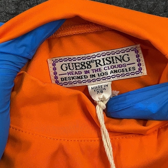Guess® Rising Orange Keyhole Long Sleeve Bodysuit | Size XS | NWT - Picture 4 of 5